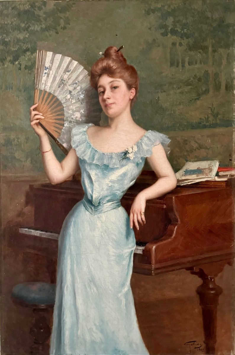 Portrait Of An Elegant Woman By Octave Gallian 1903