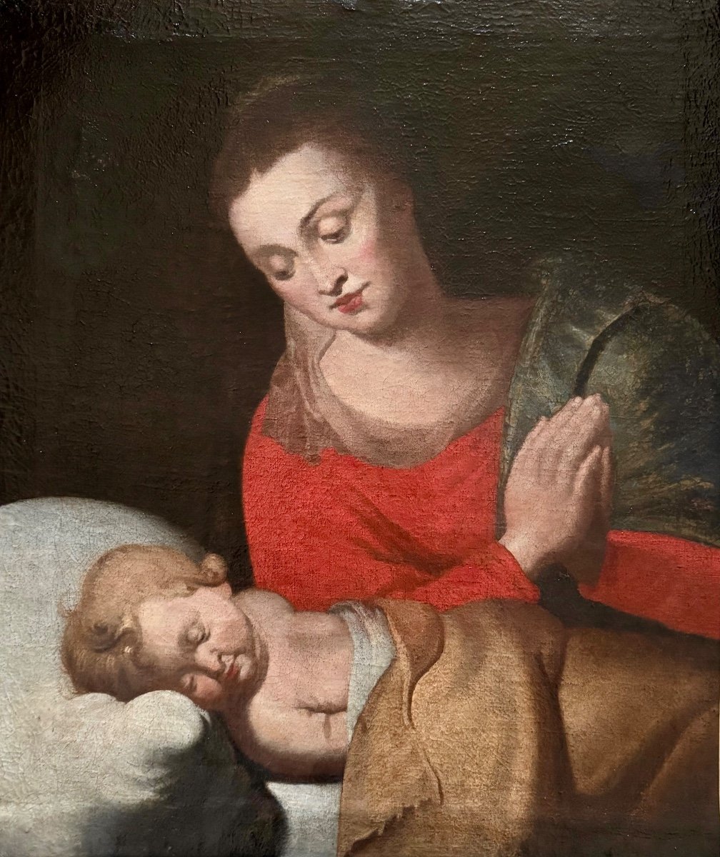 The Virgin Mary And The Sleeping Baby Jesus Late 17th - Early 18th Century