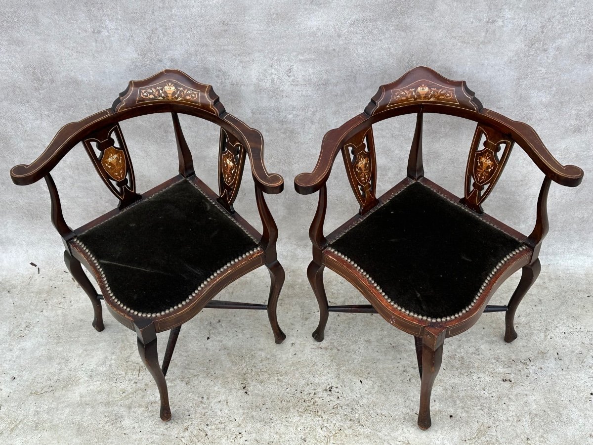 Paire De Fauteuils D‘angle-photo-2