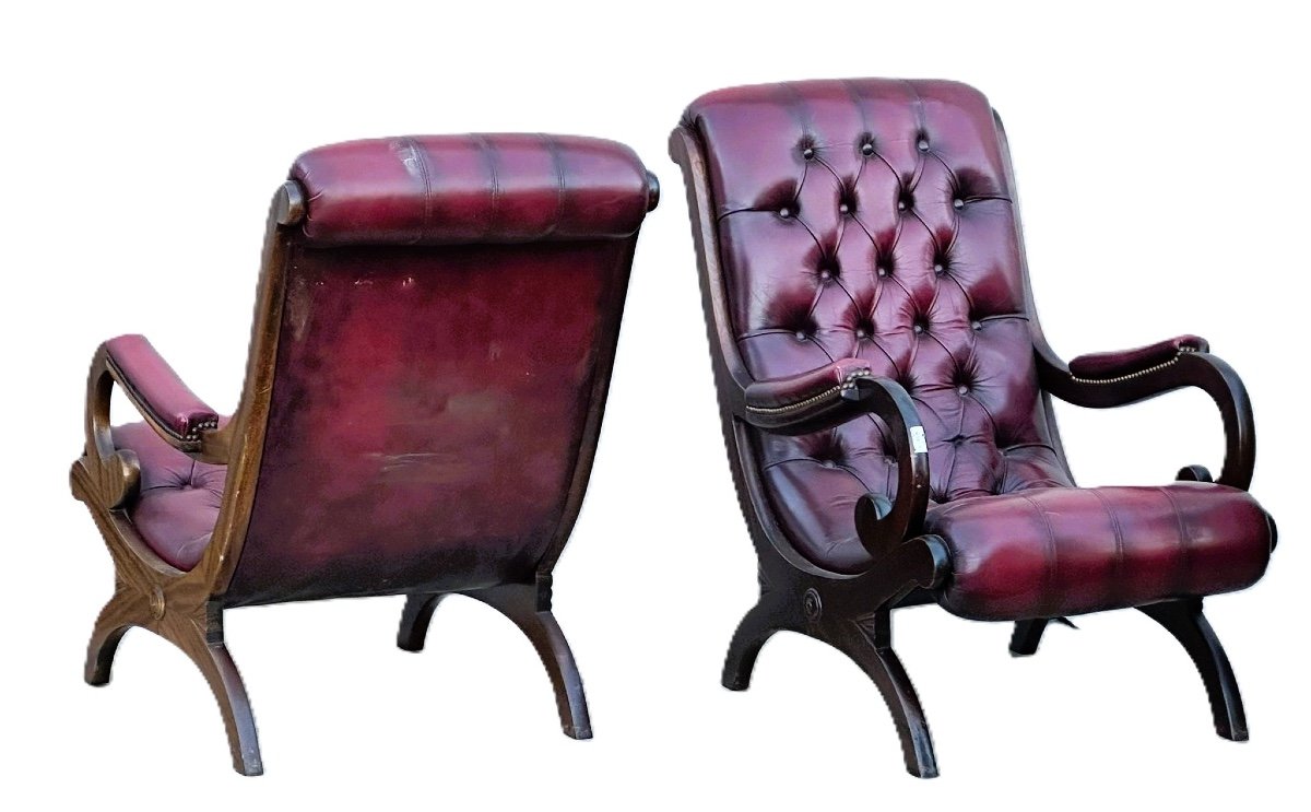 Paire De Fauteuils Chesterfield-photo-3