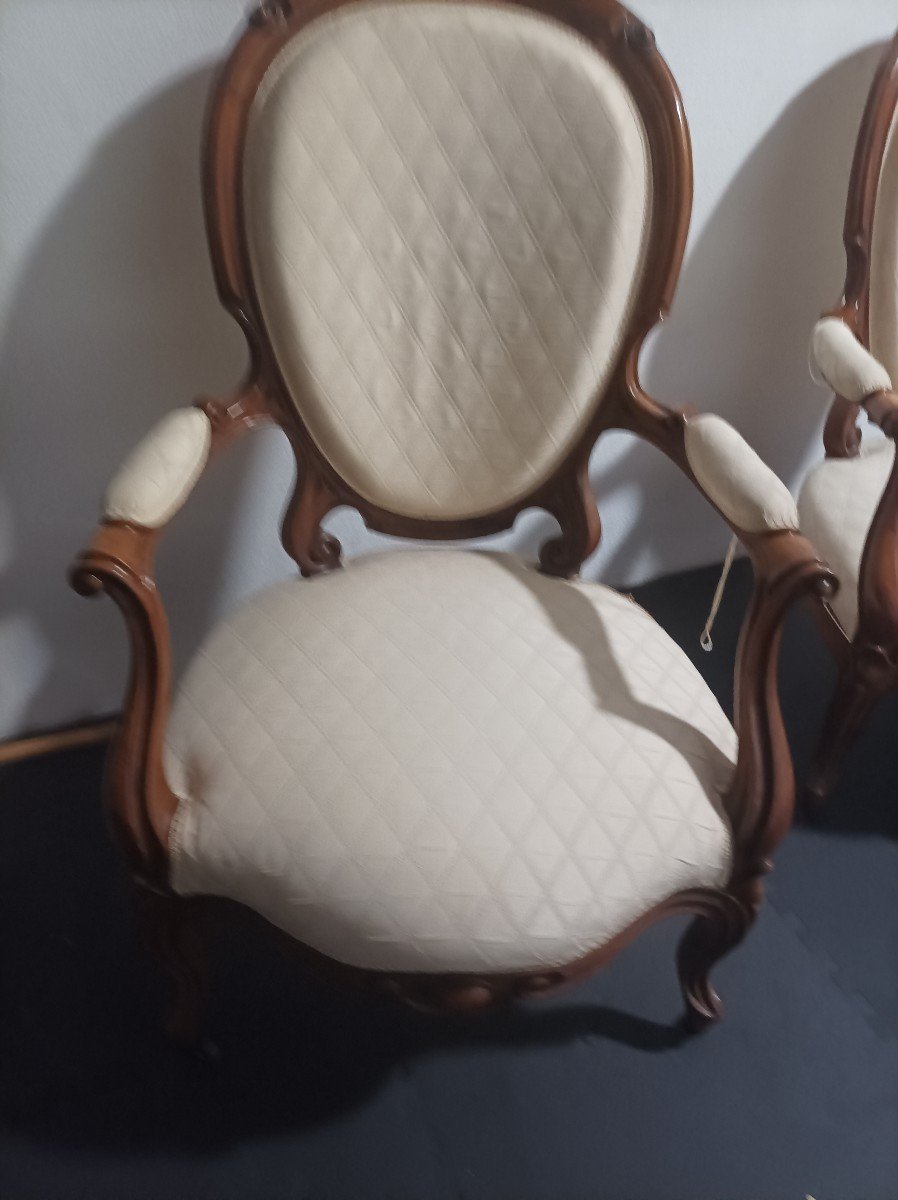 Pair Of Napoleon III Medallion Armchairs-photo-2