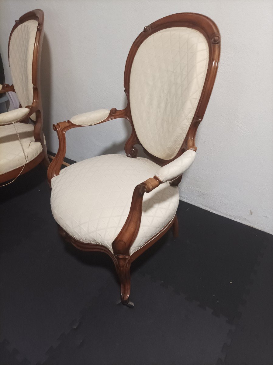 Pair Of Napoleon III Medallion Armchairs-photo-4