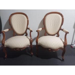 Paire De Fauteuils Médaillon Napoléon III