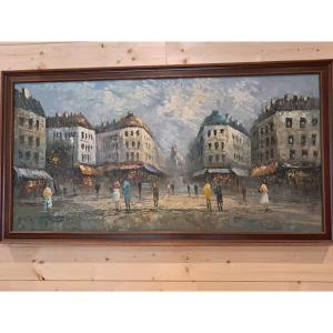 Tableau Huile Sur Toile Vue De Paris C Burnett