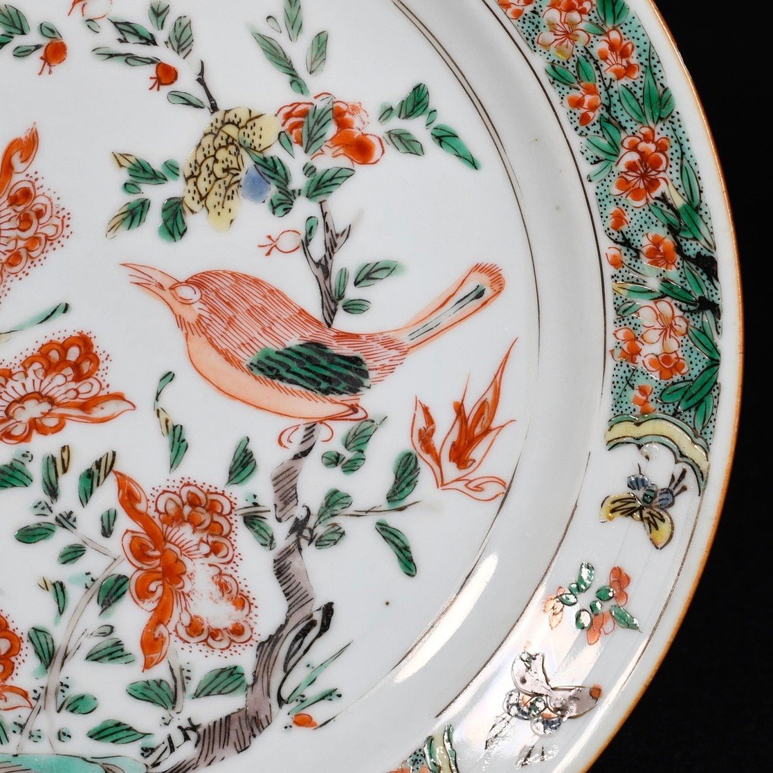 Assiette  à Décor d'Oiseaux Sur Des Branches - Chine XVIIIe Période Kangxi-photo-3