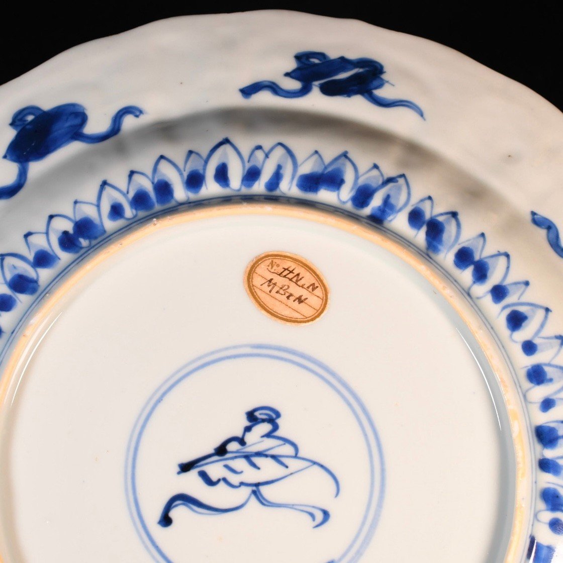 Blue And White Porcelain Dish With Floral Decor In Cartouches - China 18th Kangxi Period-photo-3