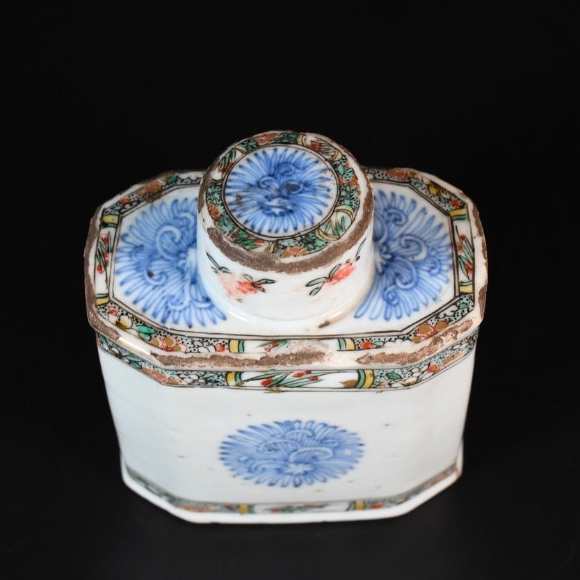 Boite à Thé En Porcelaine Aux émaux De La Famille Verte - Chine XVIIIe Période Kangxi-photo-1