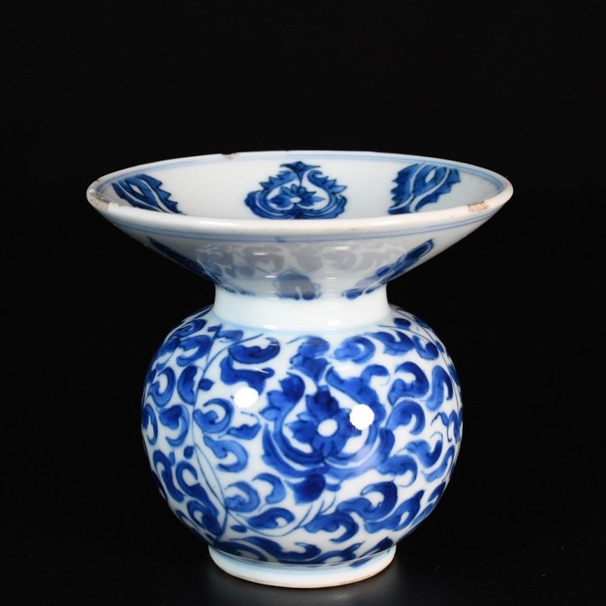 A Blue And White Decorated Porcelain Spittoon Or Zhadou - China 18th Kangxi Period