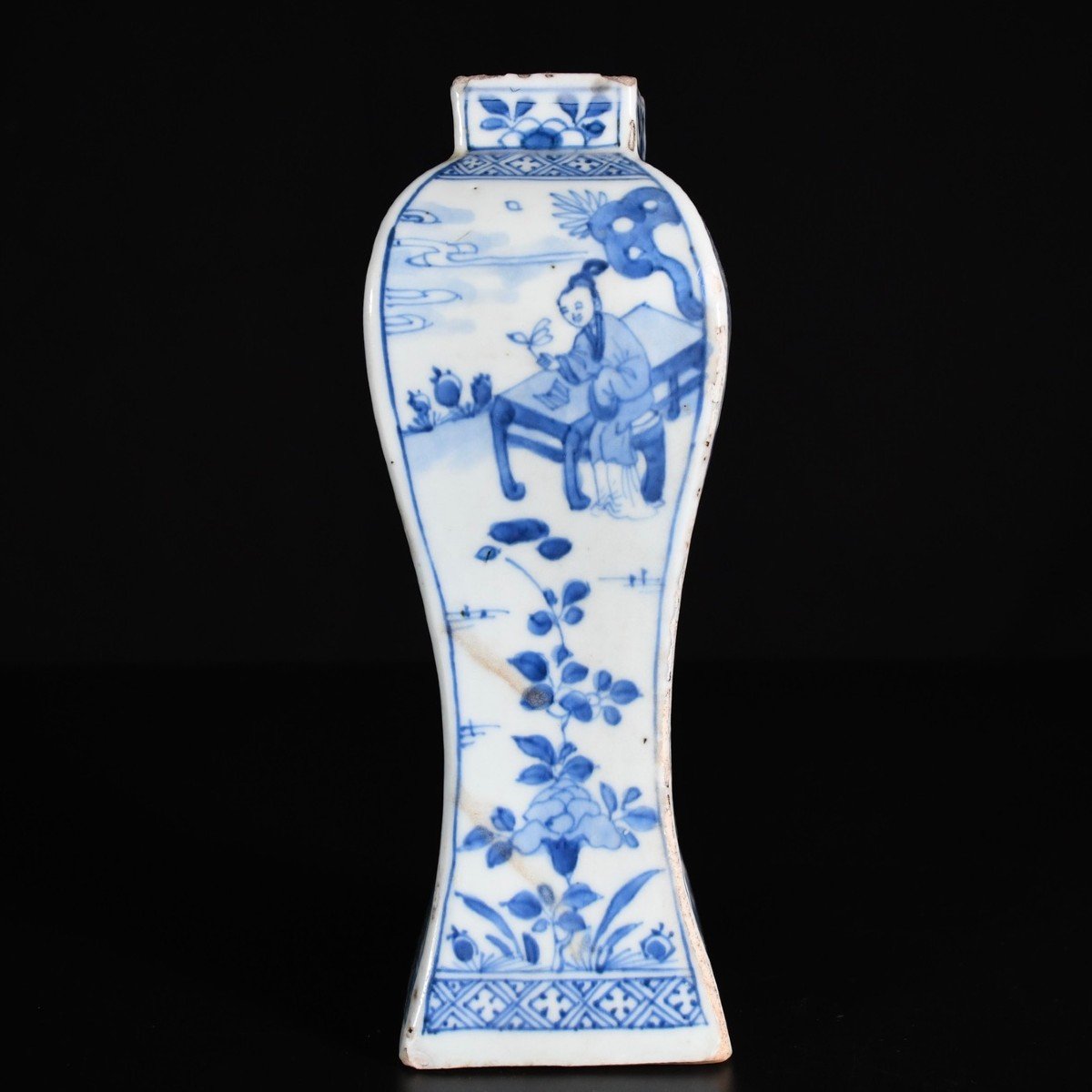 Vase En Porcelaine à Décor Bleu Et Blanc De Personnages -  Chine XVIIIe Période Kangxi-photo-4