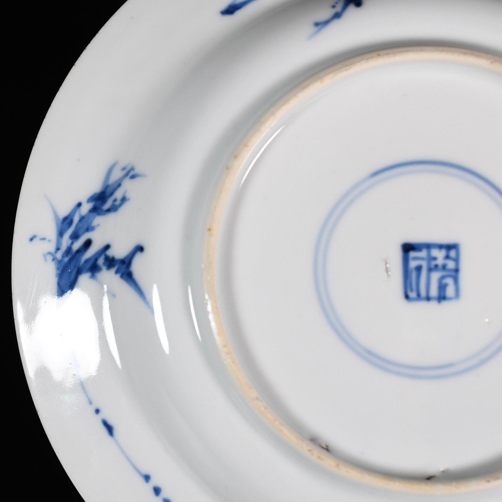 Petite Assiette En Porcelaine à Décor Bleu Et Blanc De Fleurs - Chine XVIIe Période Kangxi-photo-5