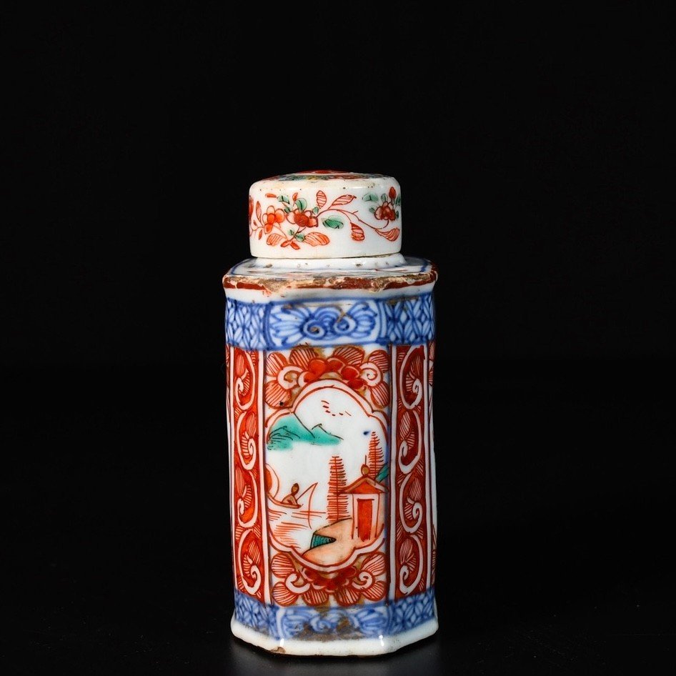 Porcelain Tea Box With Kakiemon Style Decor - China 18th Century Kangxi Period-photo-2