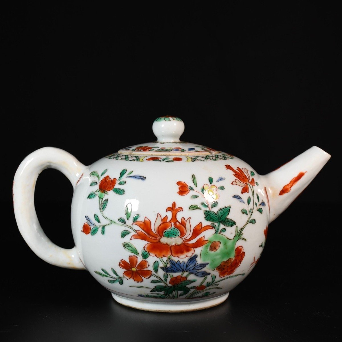 Grande Théière En Porcelaine Aux émaux De La Famille Verte - Chine XVIIIe Période Kangxi-photo-2