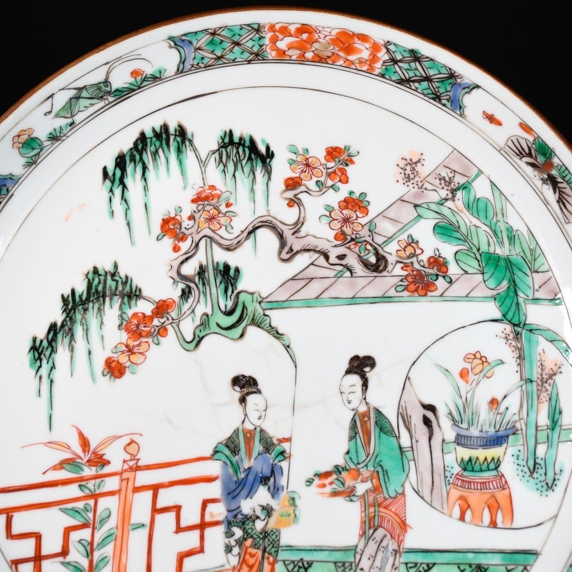 Coupe Aux émaux De La Famille Verte à Décor De Personnages - Chine XVIIIe Période Kangxi-photo-2