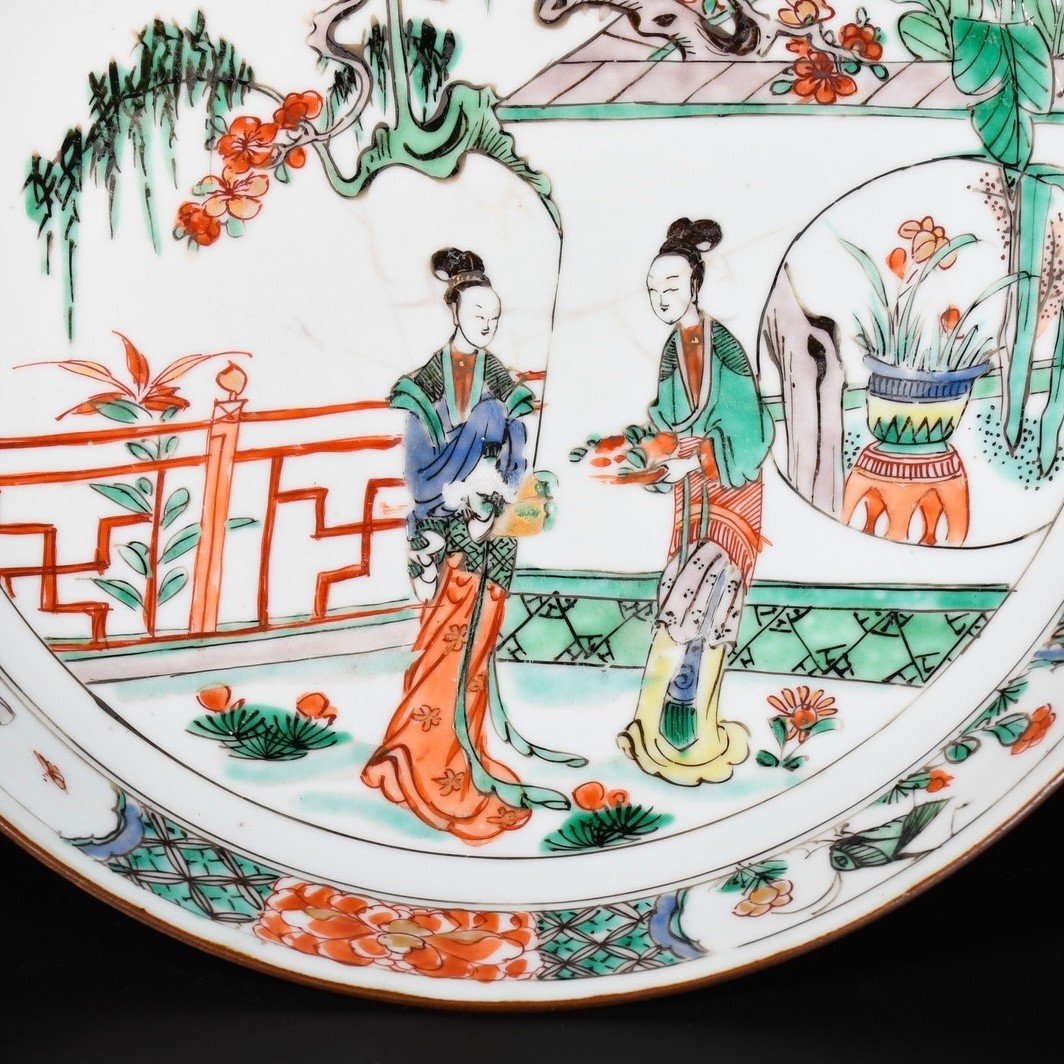 Coupe Aux émaux De La Famille Verte à Décor De Personnages - Chine XVIIIe Période Kangxi-photo-4