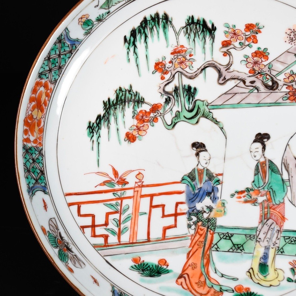 Coupe Aux émaux De La Famille Verte à Décor De Personnages - Chine XVIIIe Période Kangxi-photo-1