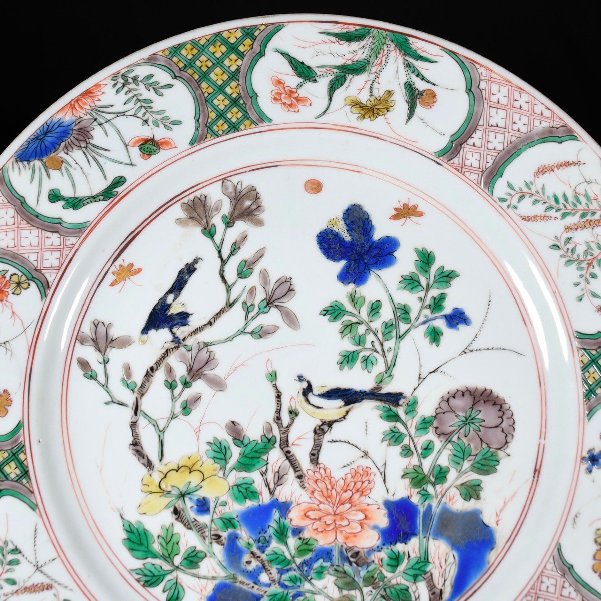 Plat Aux émaux De La Famille Verte, Marque d'Auguste Le Fort - Chine XVIIIe Période Kangxi-photo-2