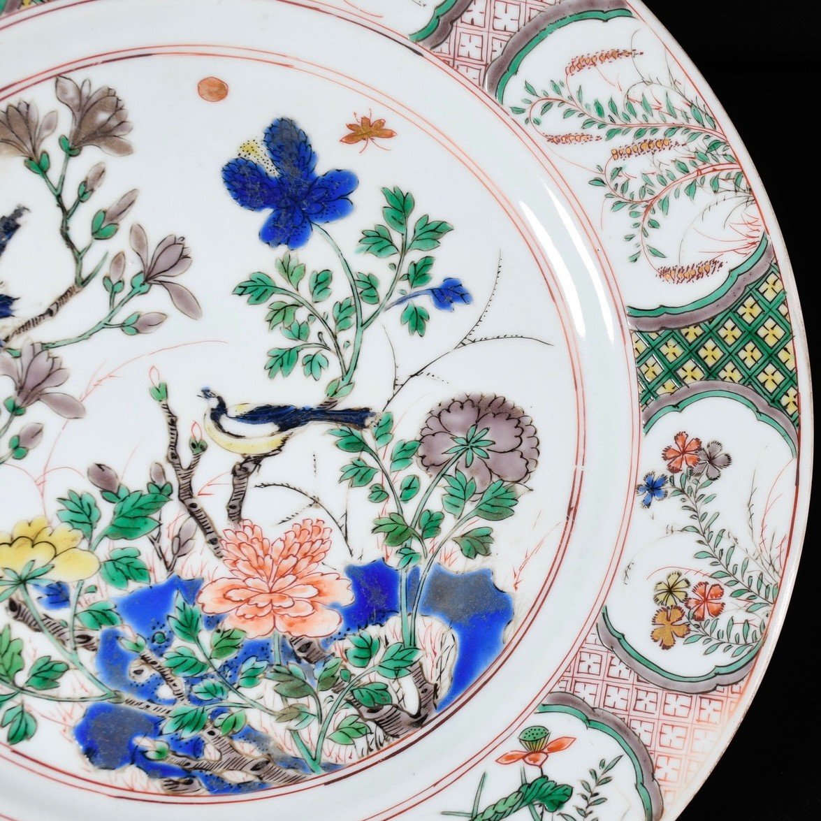 Plat Aux émaux De La Famille Verte, Marque d'Auguste Le Fort - Chine XVIIIe Période Kangxi-photo-3