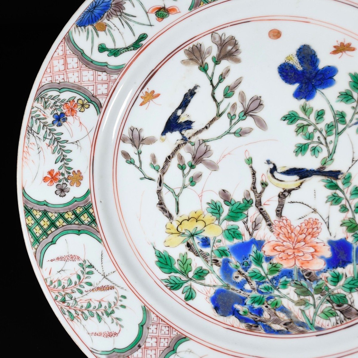 Plat Aux émaux De La Famille Verte, Marque d'Auguste Le Fort - Chine XVIIIe Période Kangxi-photo-1