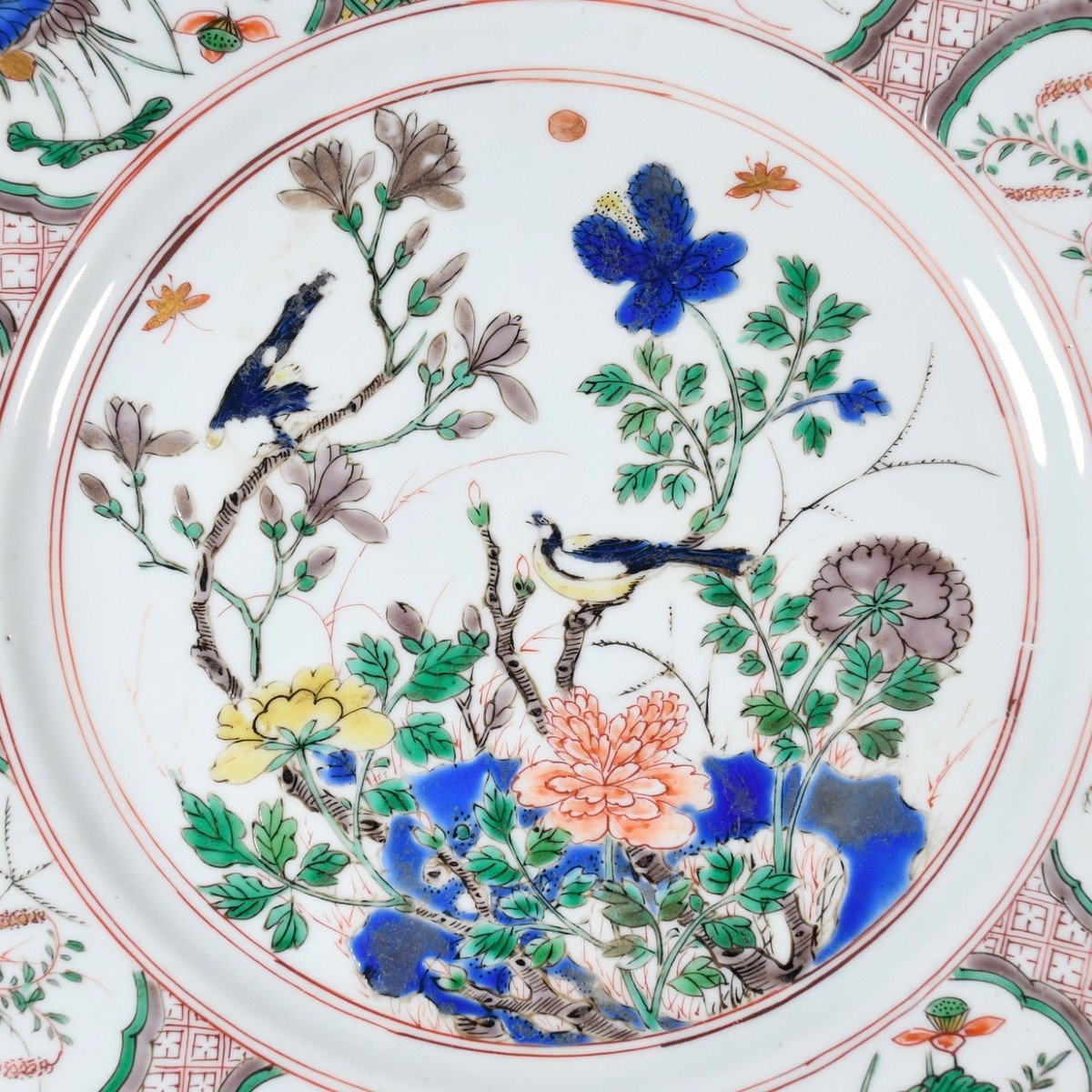 Plat Aux émaux De La Famille Verte, Marque d'Auguste Le Fort - Chine XVIIIe Période Kangxi-photo-2