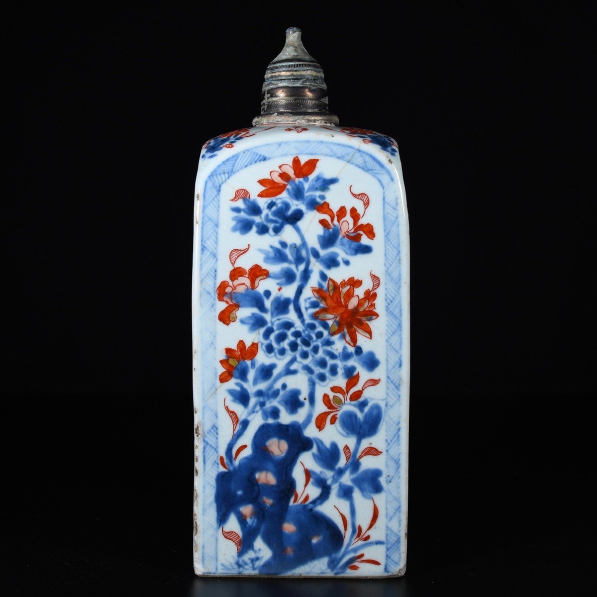 Grande Bouteille à Gin En Porcelaine à Décor Imari de prunus et fleurs - Chine XVIII Période Kangxi-photo-4