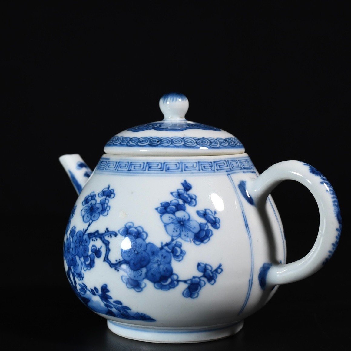 Rare théière En Porcelaine à Décor Bleu Et Blanc de Prunus - Chine XVIIIe Période Kangxi-photo-2