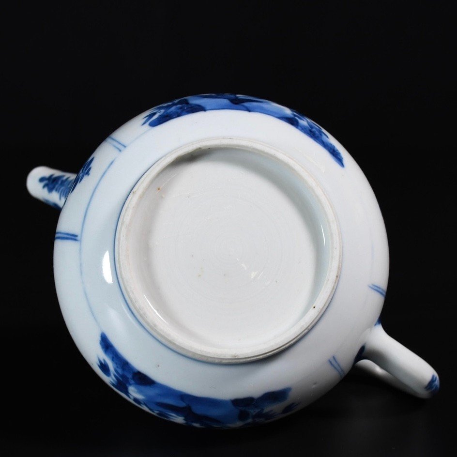 Rare théière En Porcelaine à Décor Bleu Et Blanc de Prunus - Chine XVIIIe Période Kangxi-photo-5