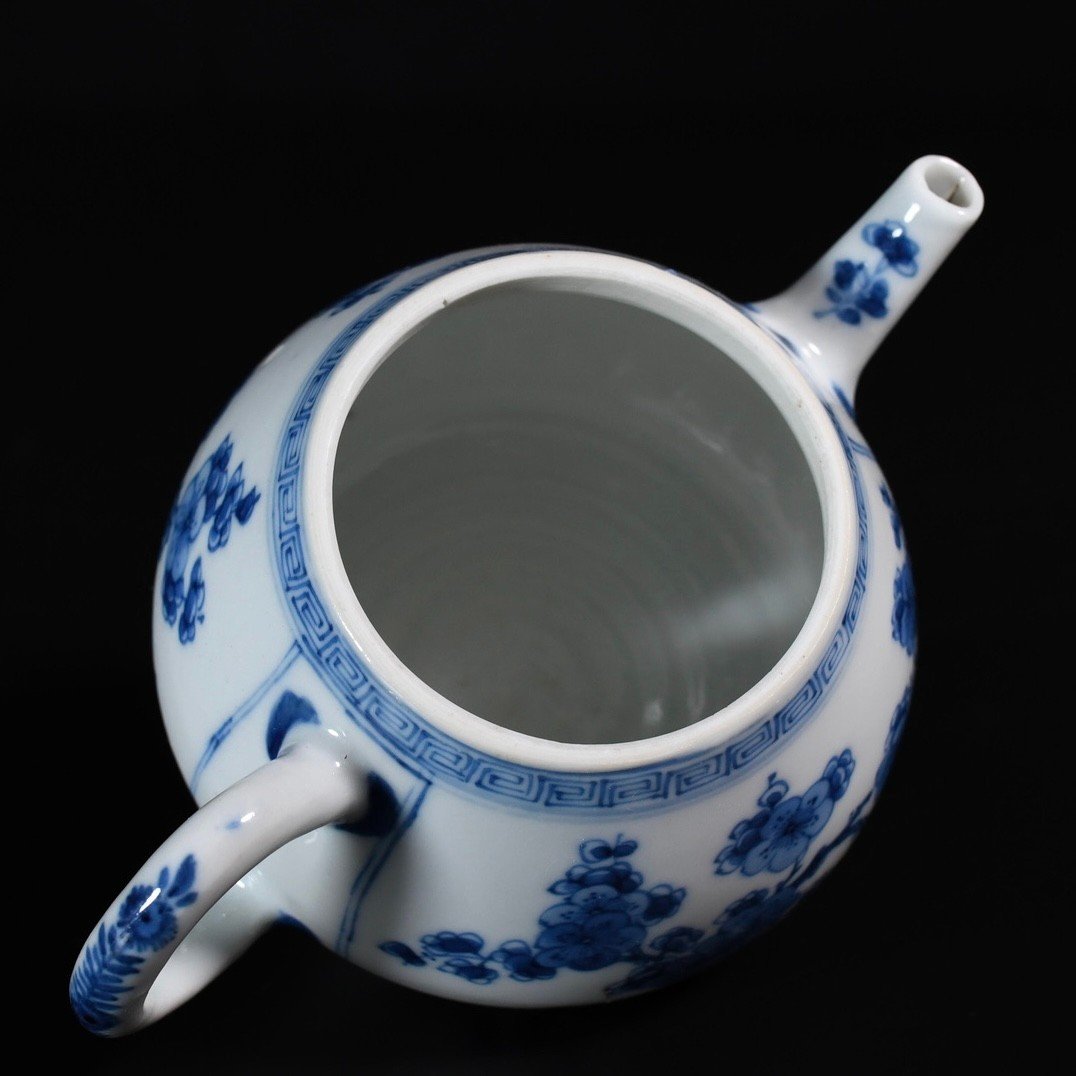 Rare théière En Porcelaine à Décor Bleu Et Blanc de Prunus - Chine XVIIIe Période Kangxi-photo-6