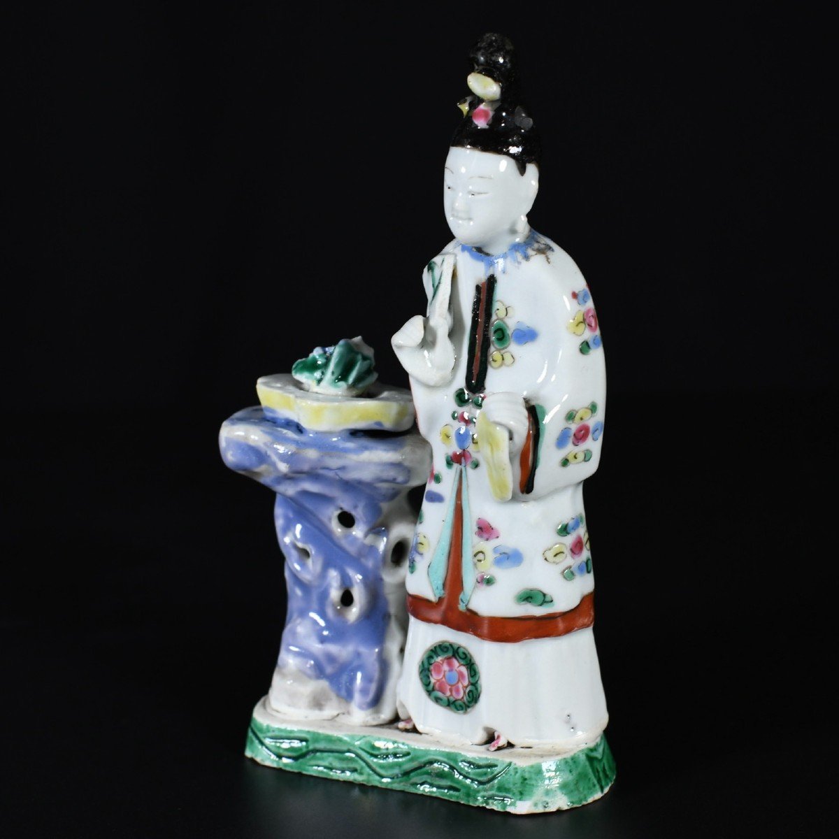 Figure Représentant Une Femme Près d'Un Rocher - Chine XVIIIe Période Qianlong-photo-4