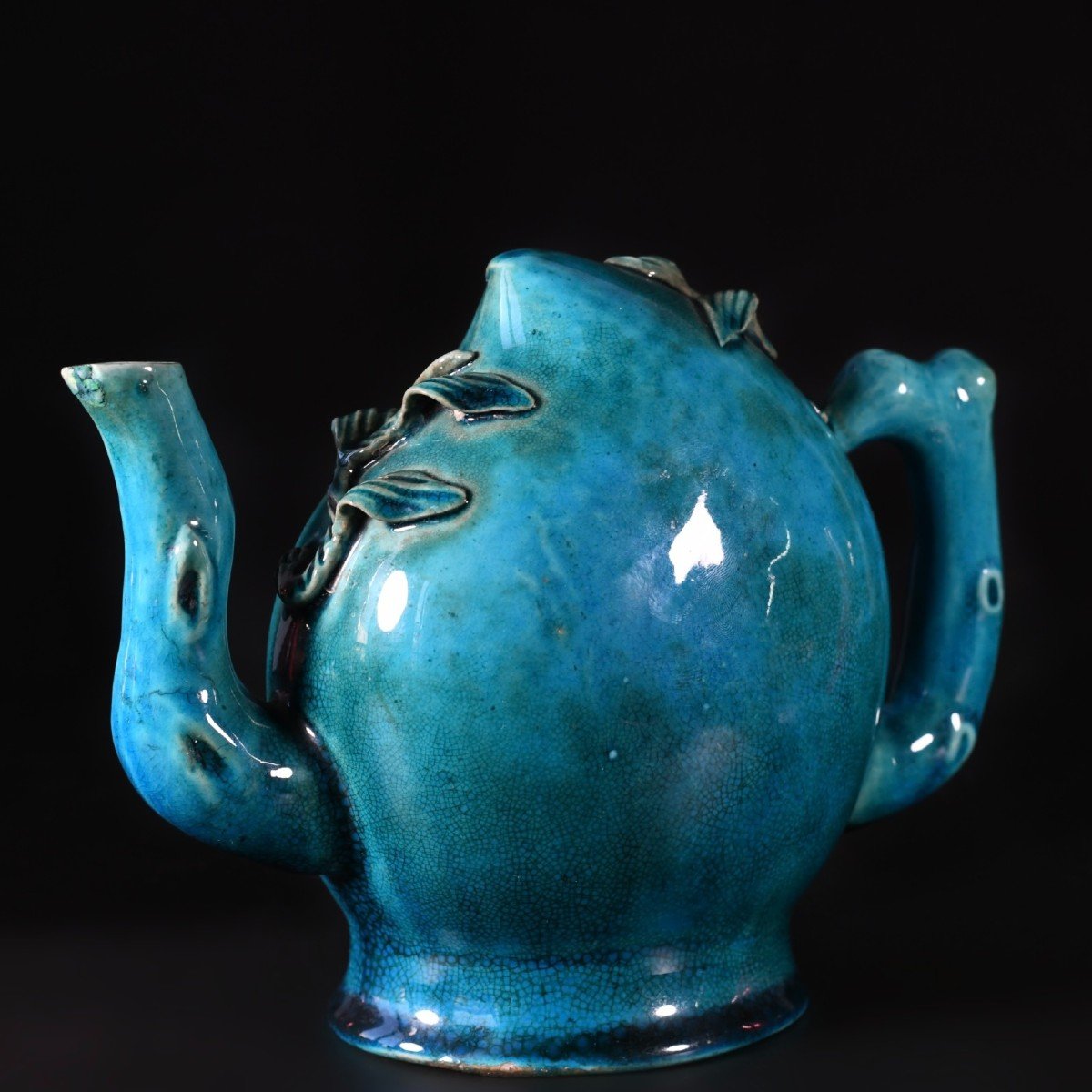Porcelain Teapot Called "cadogan" With Turquoise Glaze - China 18th Century-photo-7