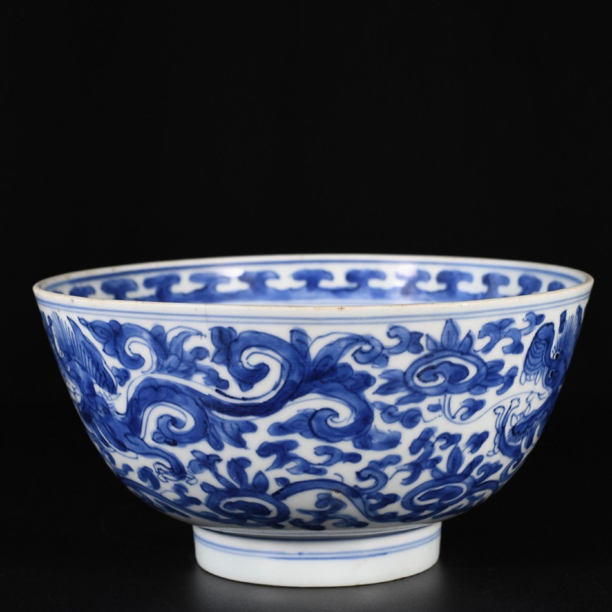 Large Bowl With Three Dragons Among The Clouds - China 17th Century Kangxi Period-photo-2