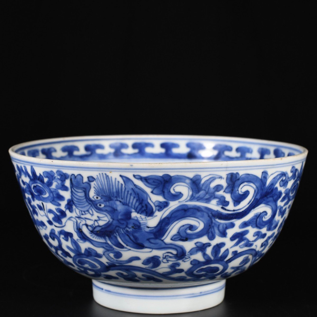 Large Bowl With Three Dragons Among The Clouds - China 17th Century Kangxi Period-photo-3