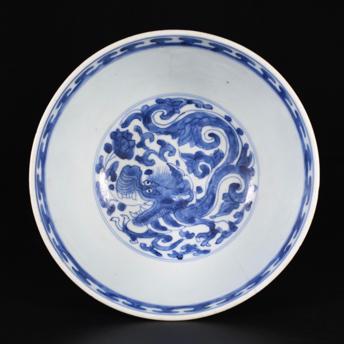 Large Bowl With Three Dragons Among The Clouds - China 17th Century Kangxi Period-photo-4