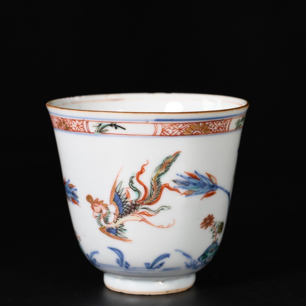 Gobelet à Vin En Porcelaine à Décor D’un Qilin Et D’un Phoenix - Chine XVIIIe Période Kangxi-photo-1