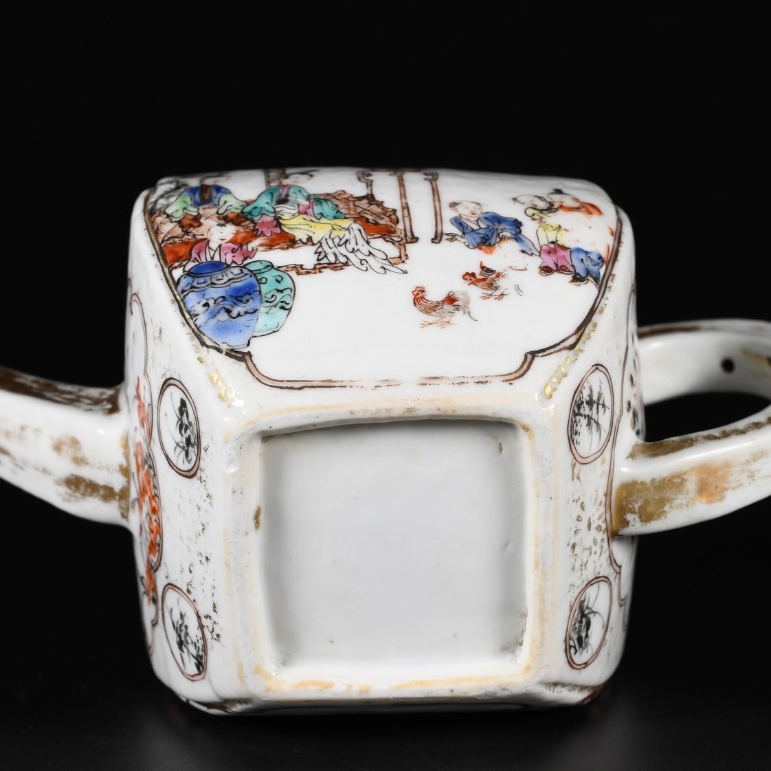 Large Square Teapot Decorated With Figures - China 18th Qianlong Period-photo-3