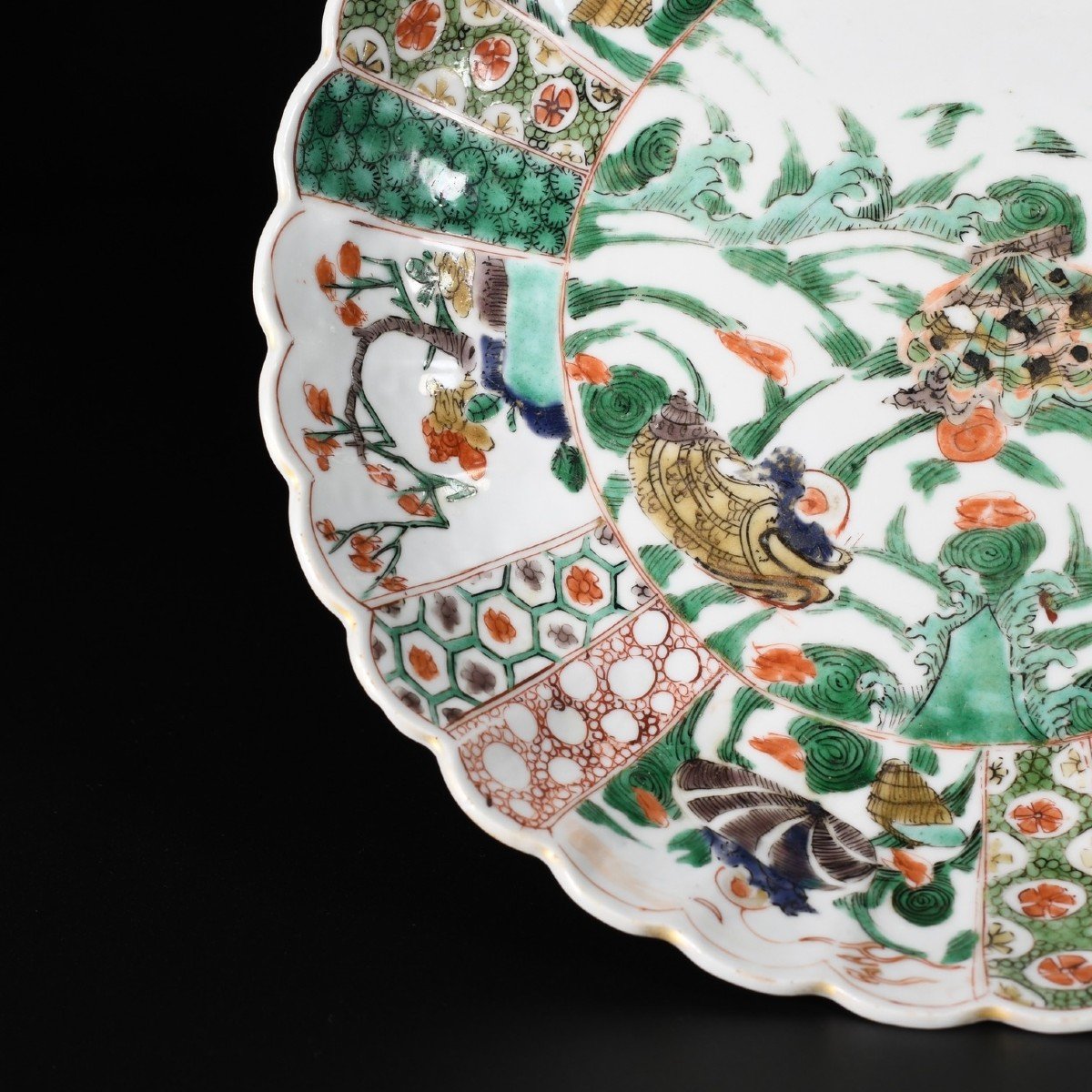 Large Famille Verte Enameled Dish With Crustacae Decor - China 18th Century Kangxi Period-photo-2