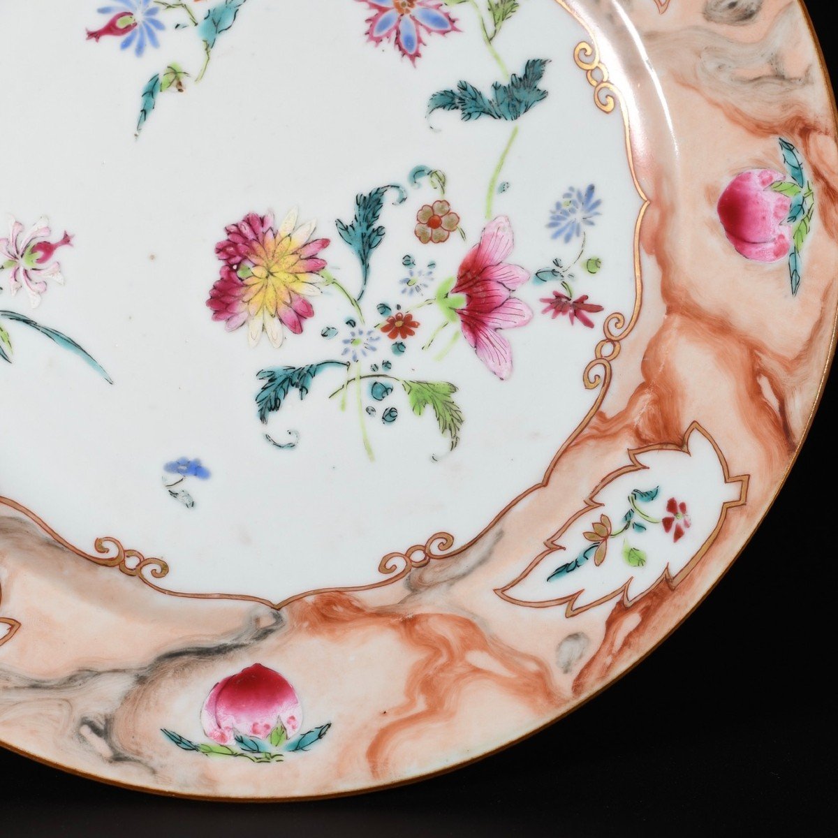 Assiette Aux émaux De La Famille Rose Dit "faux-marbre" - Chine XVIIIe Période Qianlong-photo-4