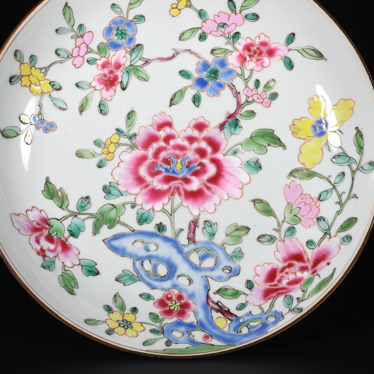 Porcelain Saucer  With Famille Rose Enamels And Flower Decor - China 18th Century Circa 1730-photo-4