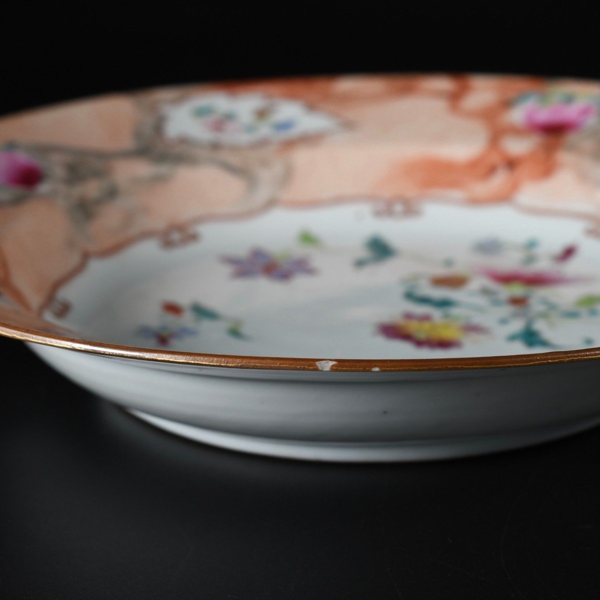 Faux-marbre Porcelain Soup Plate With Famille Rose Enamels  - China 18th Qianlong Period-photo-8