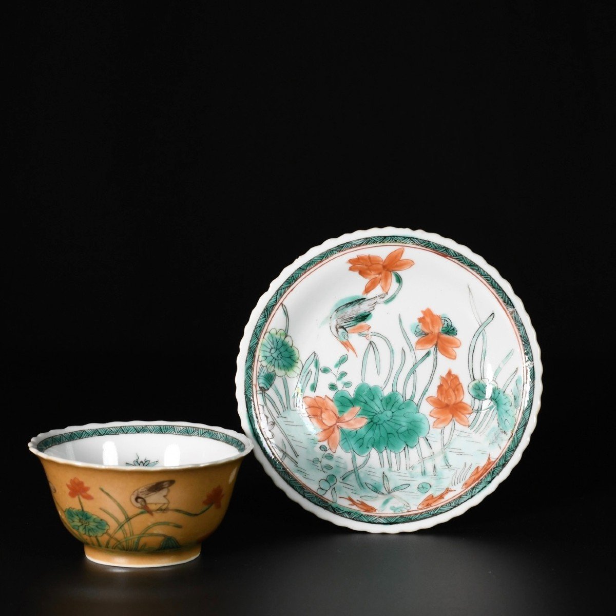 Café-au-lait Cup And Saucer -  China 19th Century