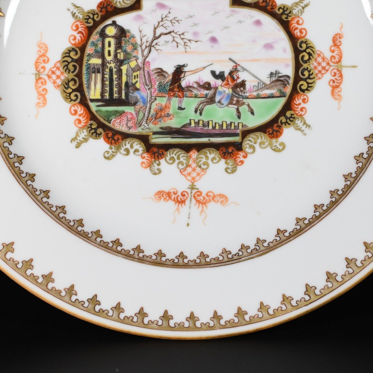 Assiette Décorée Dans Le Style De Meissen à décor de cavaliers - Chine XVIIIe Période Qianlong-photo-4