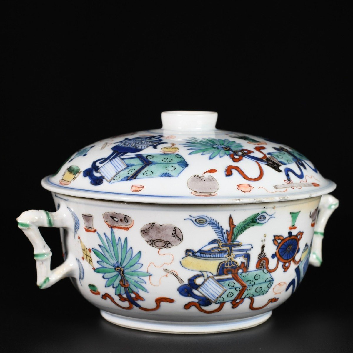 Doucai "hundred Antiques" Ecuelle - China, 18th Century Kangxi Period-photo-4