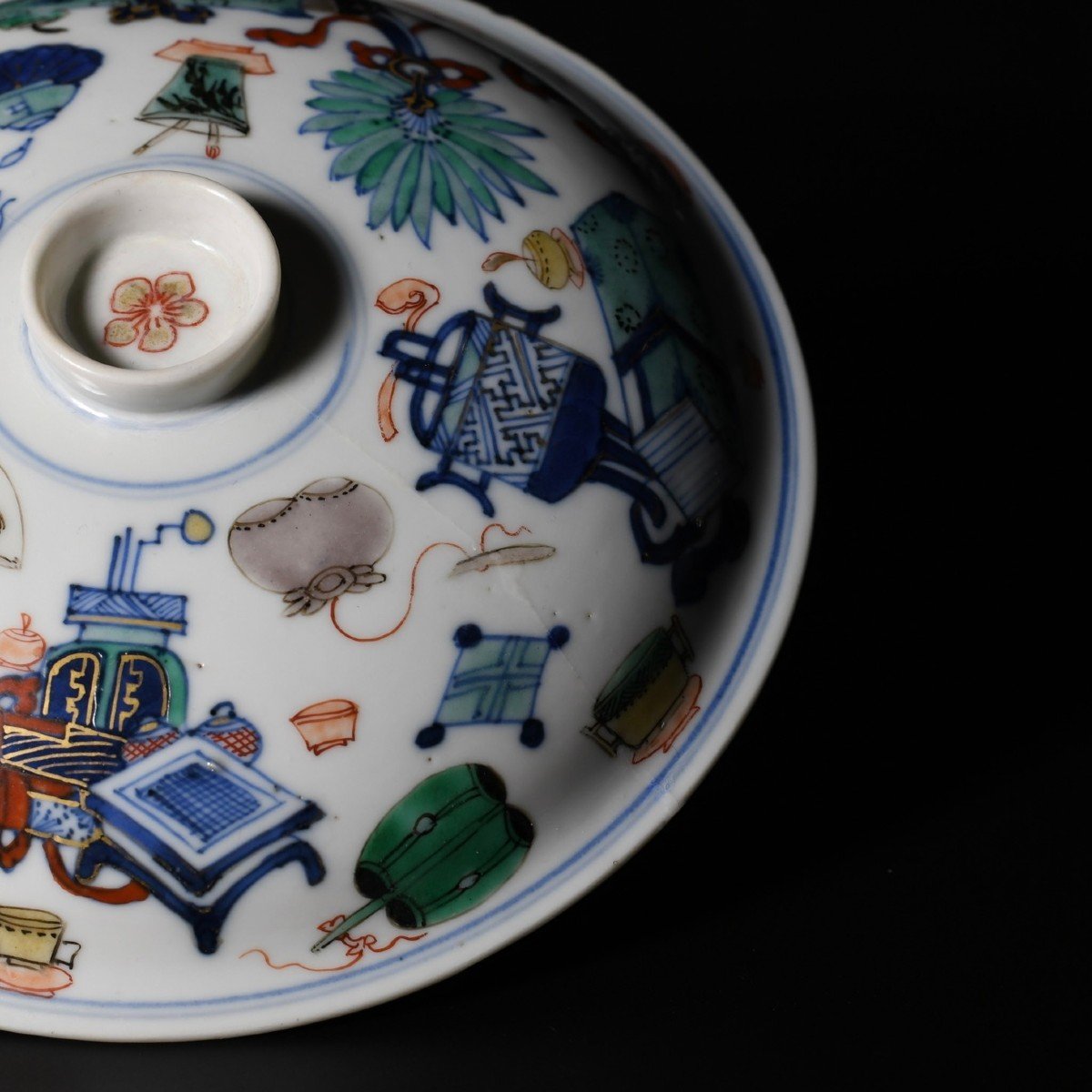 Doucai "hundred Antiques" Ecuelle - China, 18th Century Kangxi Period-photo-6