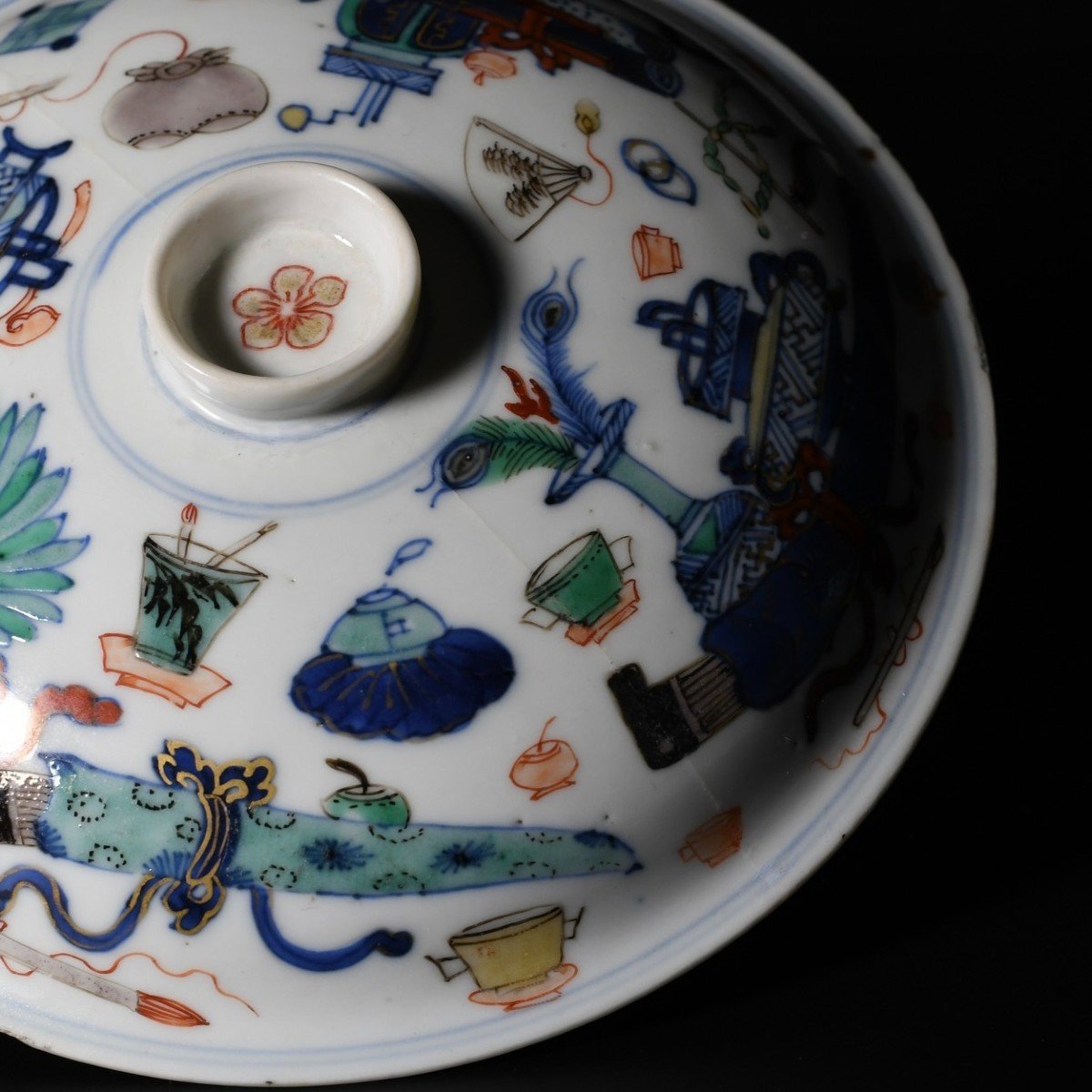 Doucai "hundred Antiques" Ecuelle - China, 18th Century Kangxi Period-photo-7