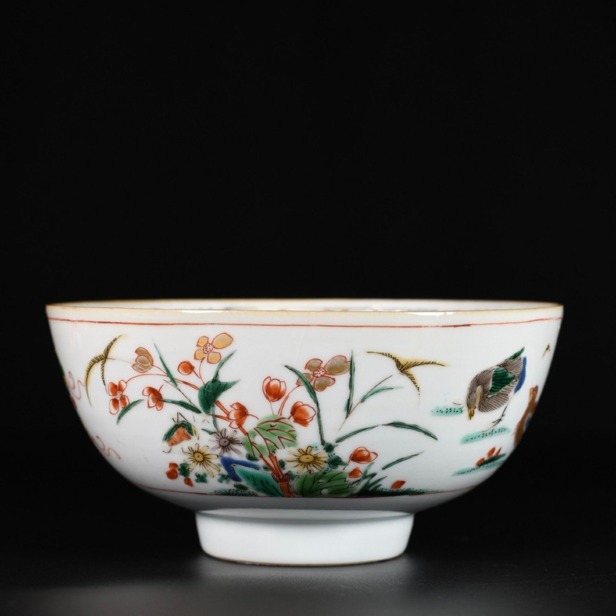 Squirrel And Quails Famille Verte Bowl - China 18th Century Kangxi Period-photo-3