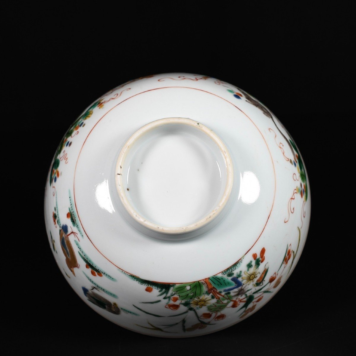 Squirrel And Quails Famille Verte Bowl - China 18th Century Kangxi Period-photo-4