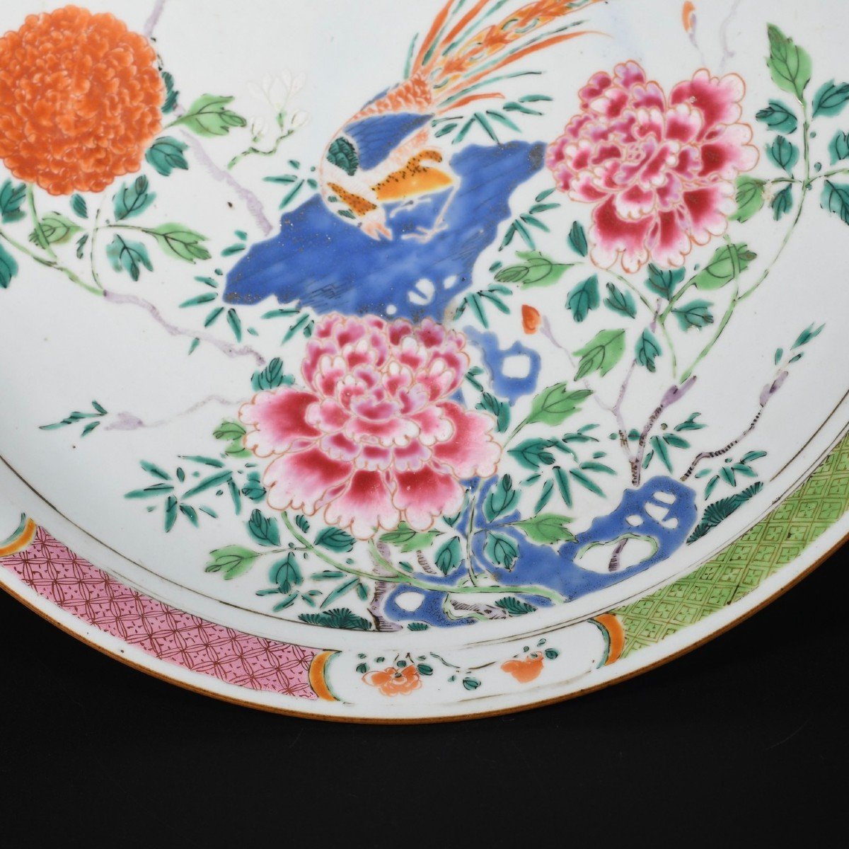 Large Plat Aux émaux De La Famille Rose à Décor d'Un Faisan - Chine XVIIIe Yongzheng/qianlong-photo-1