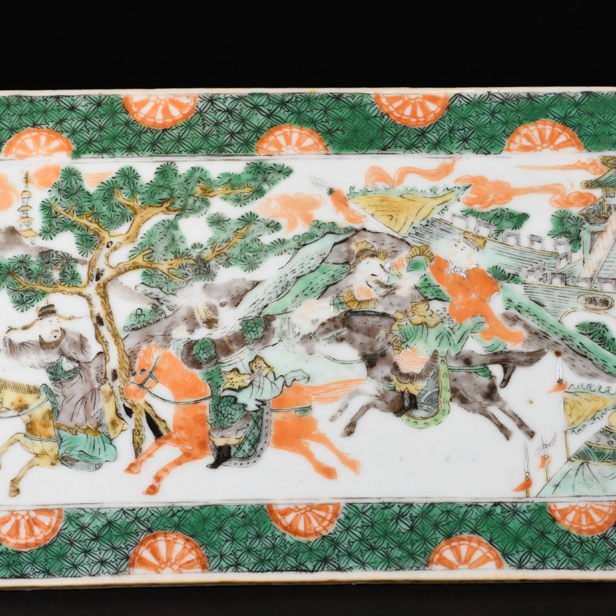 Famille Verte Plaque Decorated With Horsemen - China 19th Century-photo-1