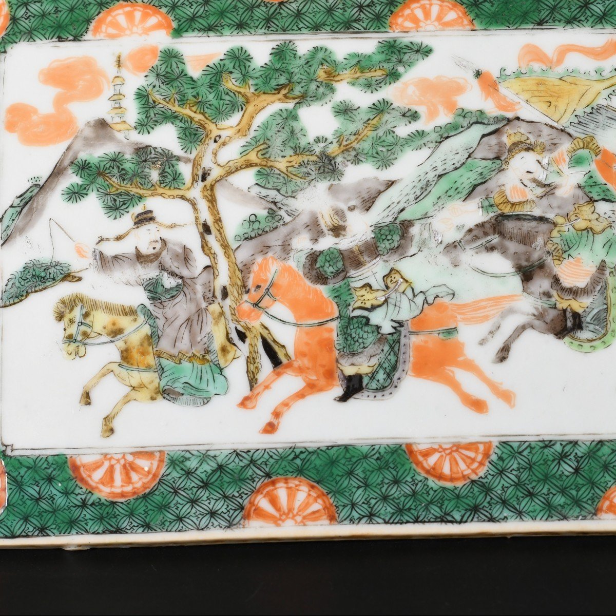 Famille Verte Plaque Decorated With Horsemen - China 19th Century-photo-2