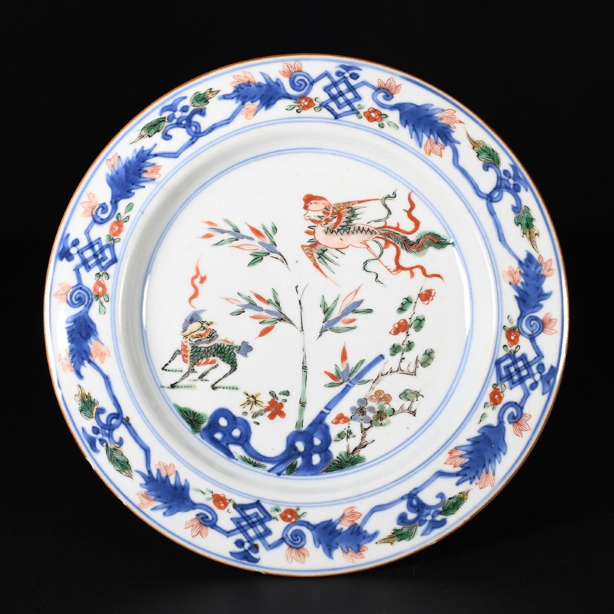 Pair Of Plates Decorated With A Qilin And A Fenghuang - China 18th Kangxi Period-photo-2