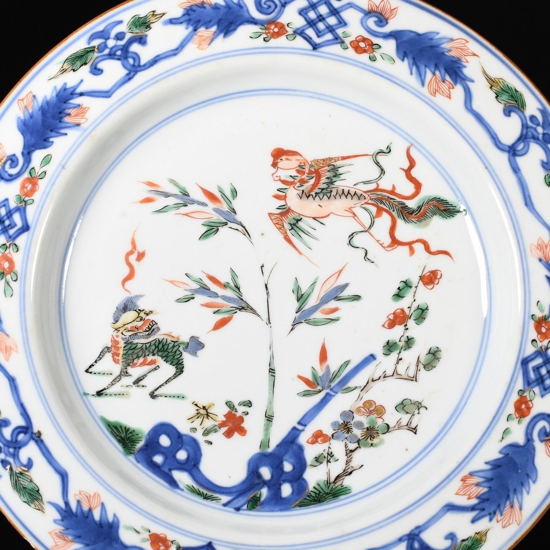 Paire d'Assiettes à Décor d'Un Qilin Et d'Un Fenghuang - Chine XVIIIe Période Kangxi-photo-3